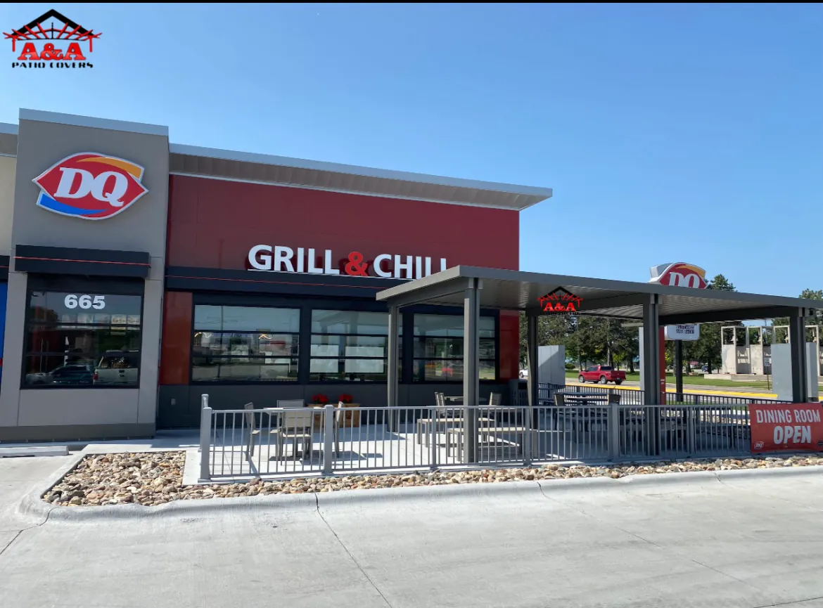 Full storefront canopy installation at a DQ Grill & Chill location